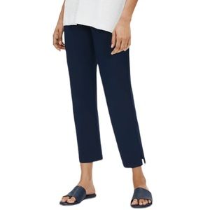 Eileen Fisher XS Dark Denim Cropped Cotton Side Slit Pants G